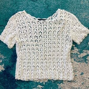 Nili Lotan White Crochet Sweater